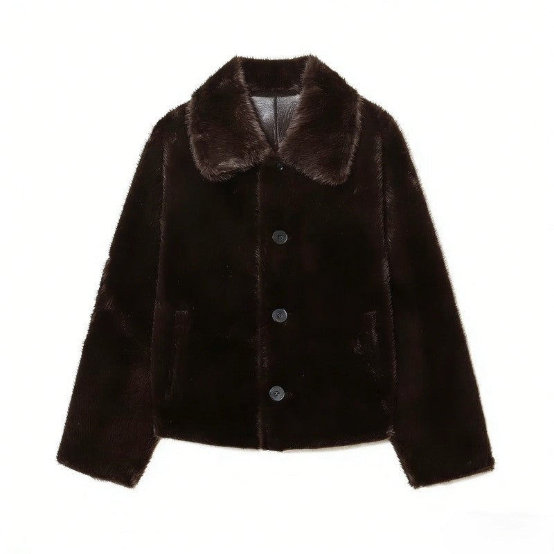 Marcellis Faux Shearling Collar Leather Jacket
