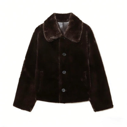 Marcellis Faux Shearling Collar Leather Jacket