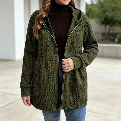 Marie Cable Knit Hooded Zip Jacket