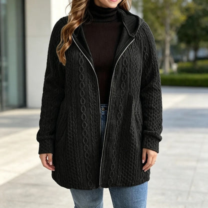 Marie Cable Knit Hooded Zip Jacket