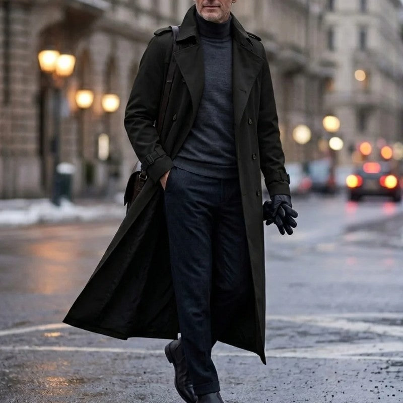 Marsten Double-Breasted Long Trench Coat