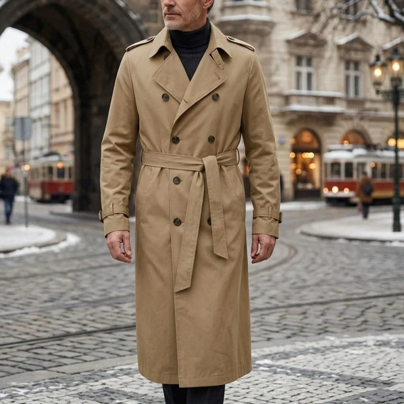 Marsten Double-Breasted Long Trench Coat