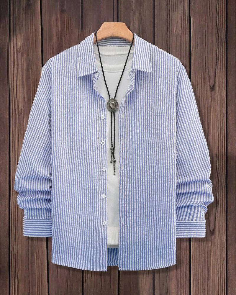 Matthew Men's Relaxed Seersucker Stripe Button-Up Shirt