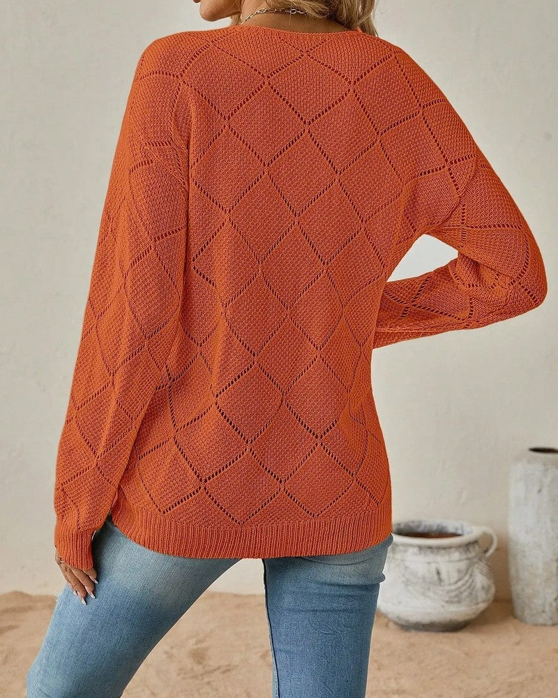 Mireda Relaxed Diamond Knit Sweater