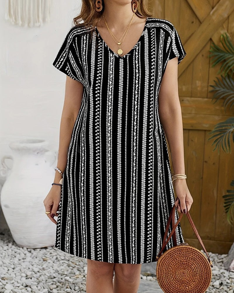 Miriam Women's Striped V-Neck Relaxed Sundress