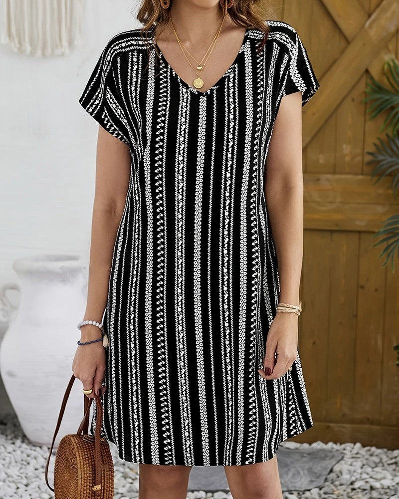 Miriam Women's Striped V-Neck Relaxed Sundress