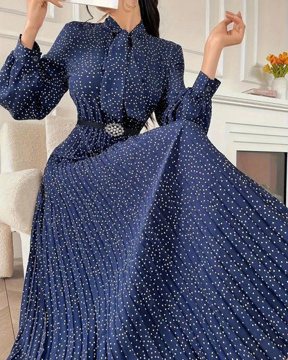 Natalia Women's Polka Dot Pleated Maxi Dress