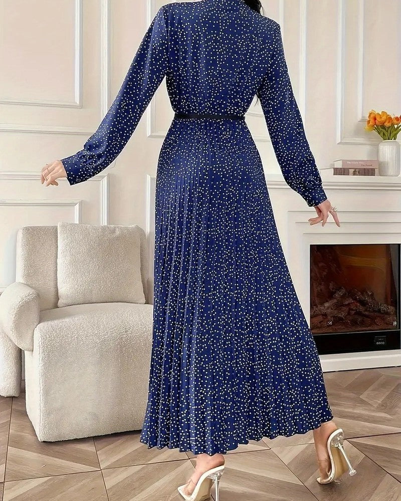 Natalia Women's Polka Dot Pleated Maxi Dress