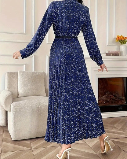 Natalia Women's Polka Dot Pleated Maxi Dress