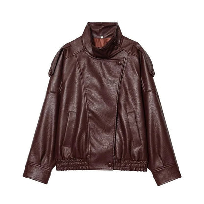 Nerine Relaxed Faux Leather Moto Jacket