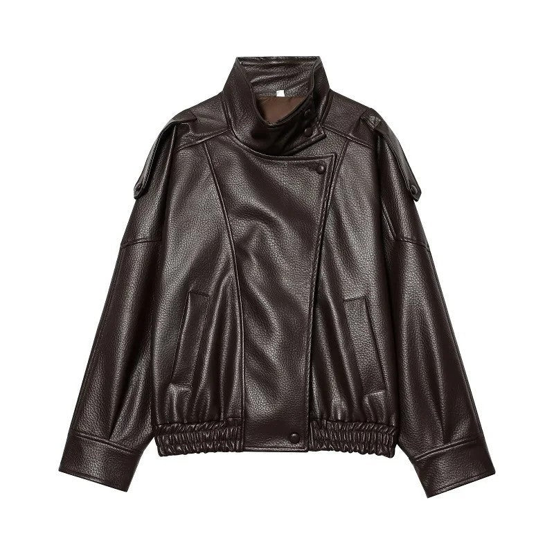 Nerine Relaxed Faux Leather Moto Jacket