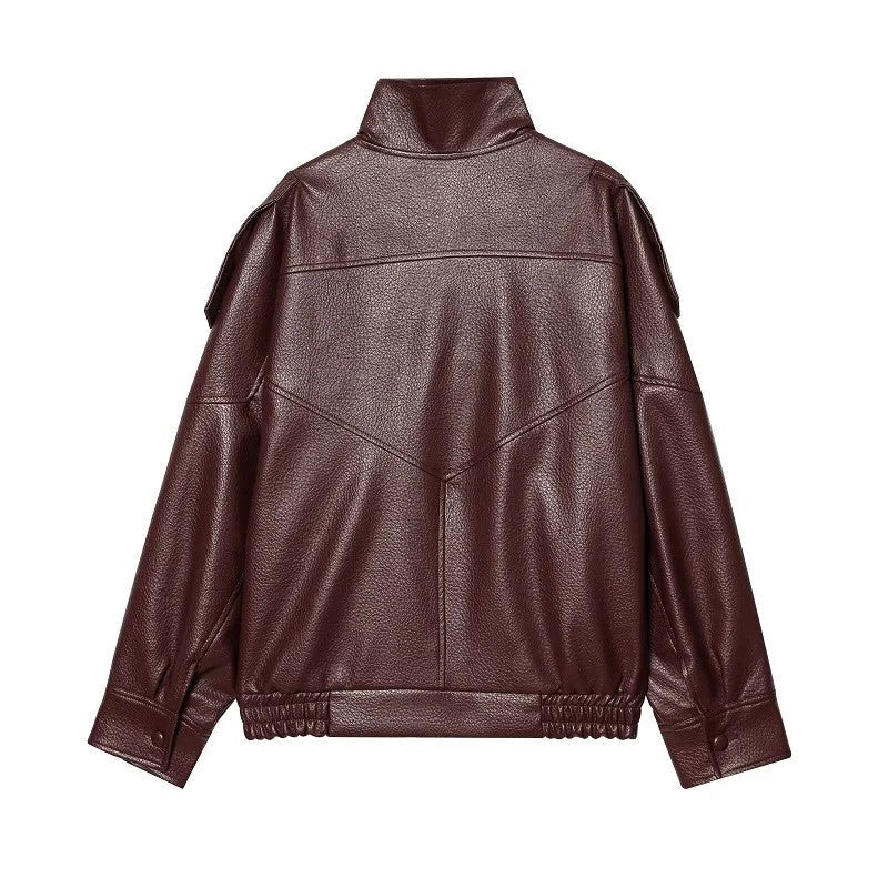 Nerine Relaxed Faux Leather Moto Jacket