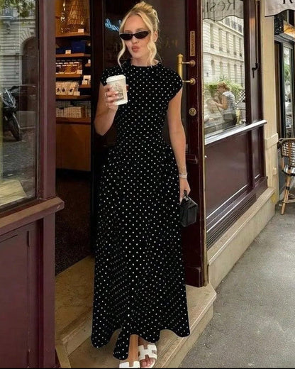 Nora Polka Dot Pleated Midi Dress