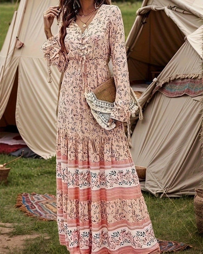 Petra Women's Boho Floral Tiered Maxi Dress