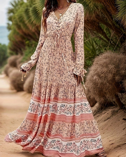 Petra Women's Boho Floral Tiered Maxi Dress
