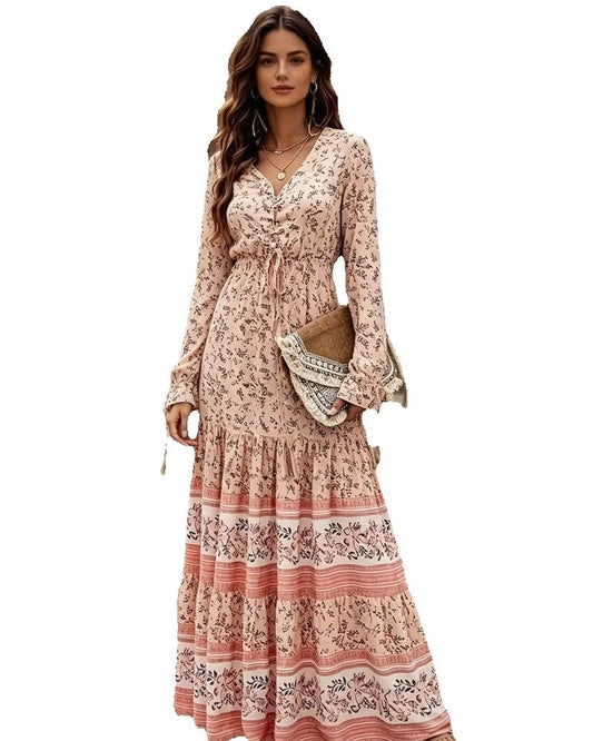 Petra Women's Boho Floral Tiered Maxi Dress