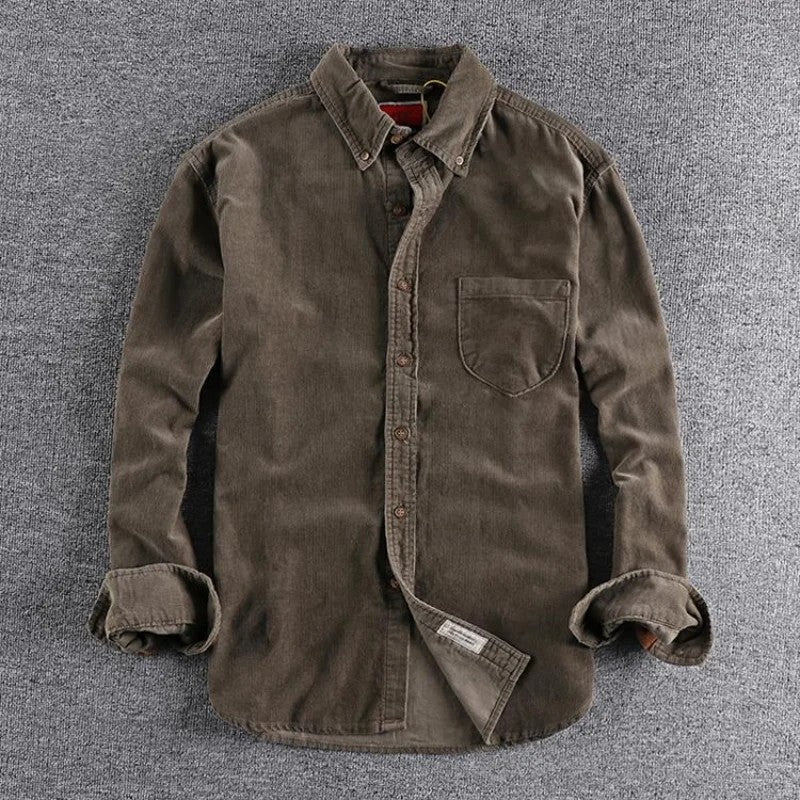 Raviro Relaxed Corduroy Button-Up Shirt