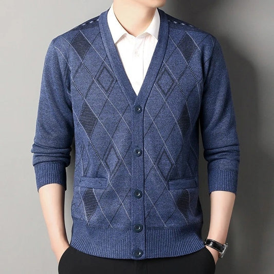 Gavrin Diamond Knit Button-Up Cardigan