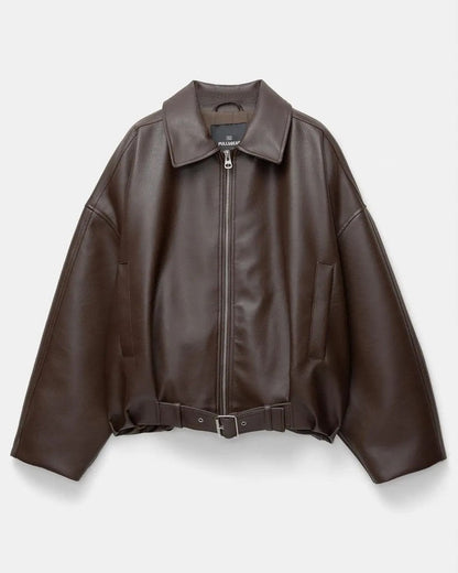 Rosa Relaxed Faux Leather Zip Jacket