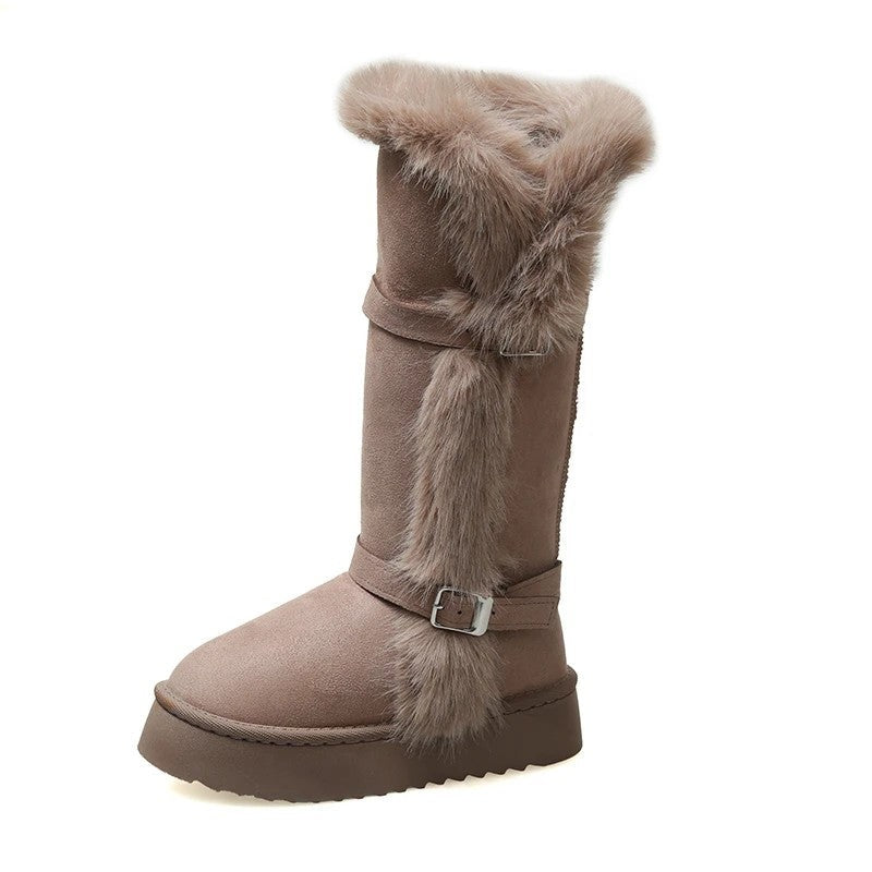 Ruth Faux Fur Buckle Platform Boots