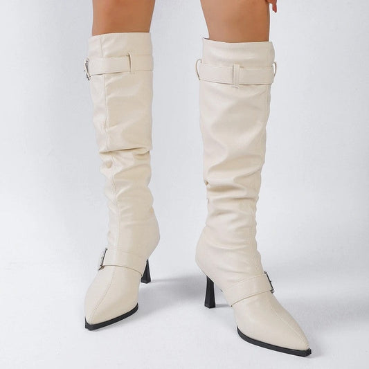 Sabrina Slouch Knee-High Heeled Boots