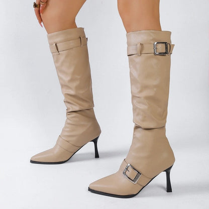 Sabrina Slouch Knee-High Heeled Boots
