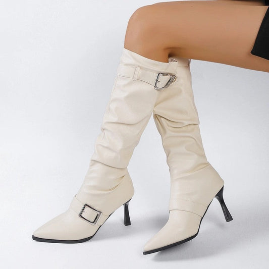 Sabrina Slouch Knee-High Heeled Boots