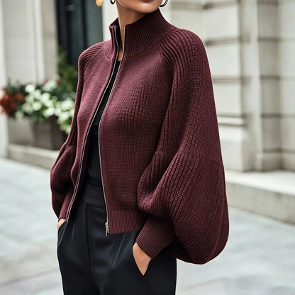 Sharon Women's Balloon Sleeve Ribbed Knit Jacket