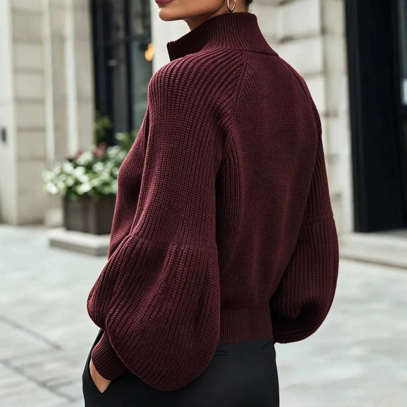 Sharon Women's Balloon Sleeve Ribbed Knit Jacket