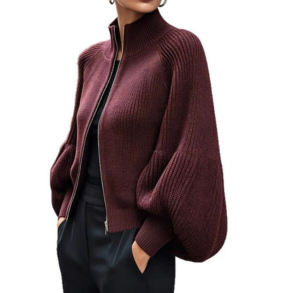 Sharon Women's Balloon Sleeve Ribbed Knit Jacket