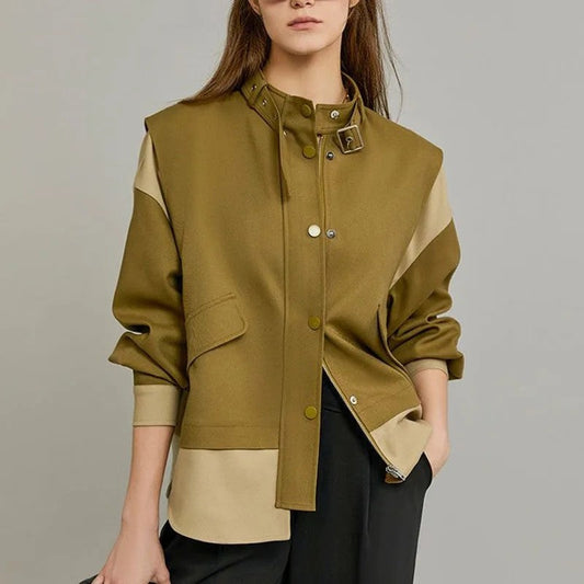 Sloane Women's Colorblock Stand Collar Jacket