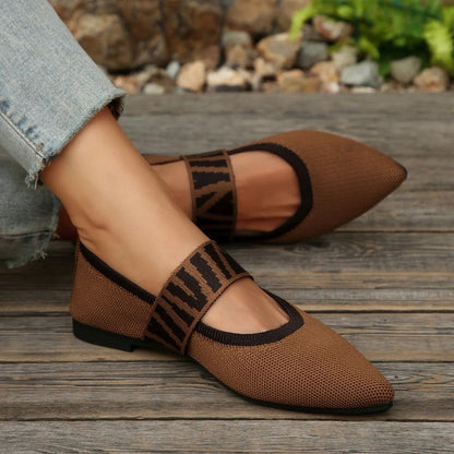 Valentina Women's Knit Strap Pointed Flats