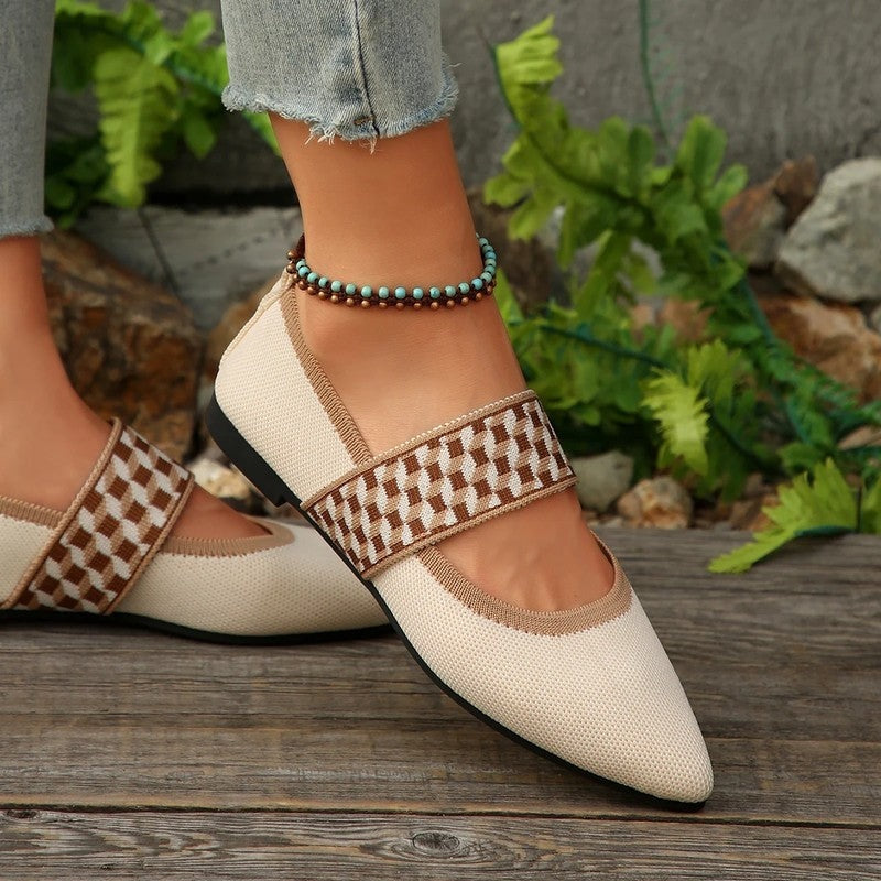 Valentina Women's Knit Strap Pointed Flats