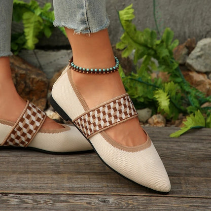 Valentina Women's Knit Strap Pointed Flats