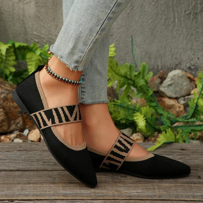 Valentina Women's Knit Strap Pointed Flats