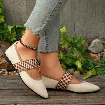 Valentina Women's Knit Strap Pointed Flats