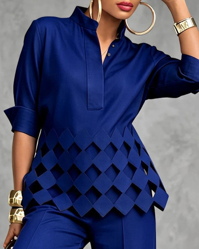 Valerie Women's Lattice Hem Relaxed Blouse