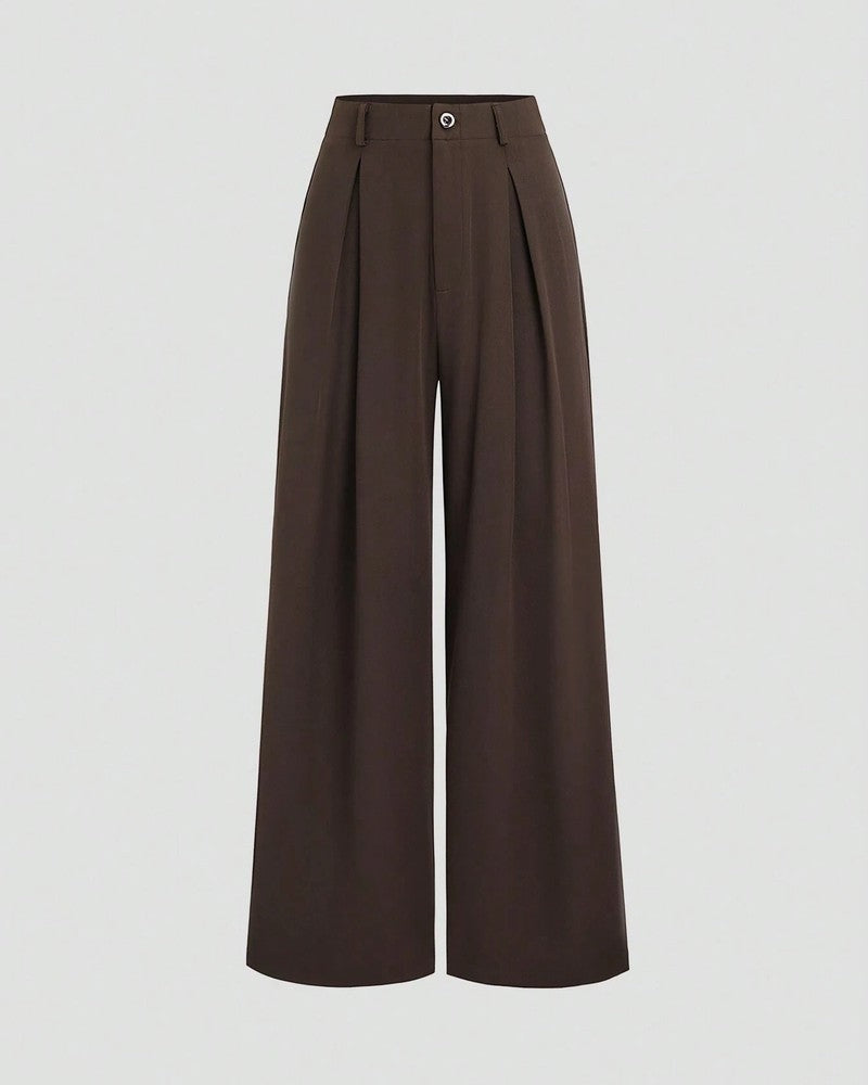 Varella Pleated High-Waist Wide-Leg Pants