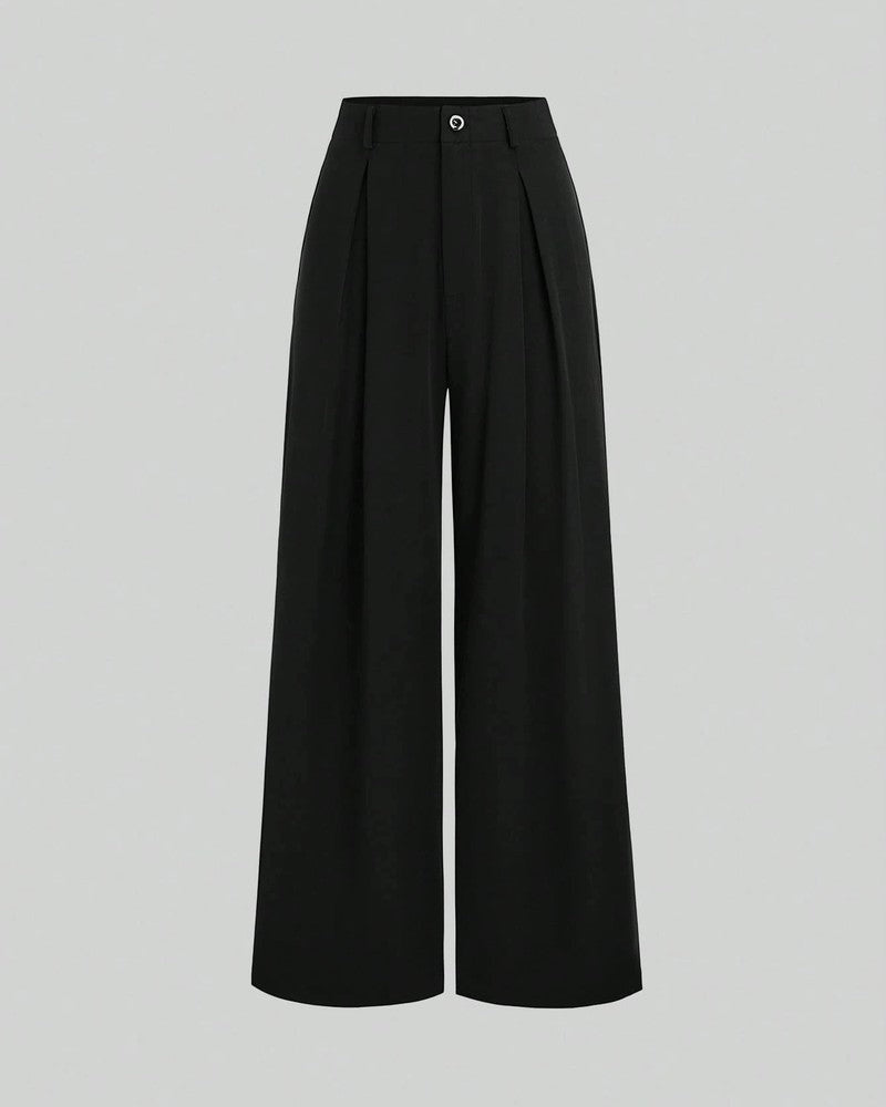 Varella Pleated High-Waist Wide-Leg Pants