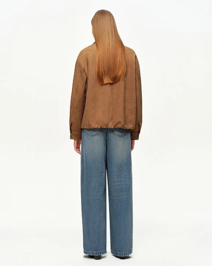 Vesnia Suede Panel Contrast Collar Jacket