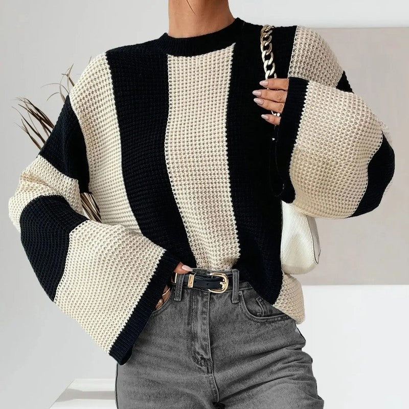 Vesper Waffle Knit Stripe Sweater
