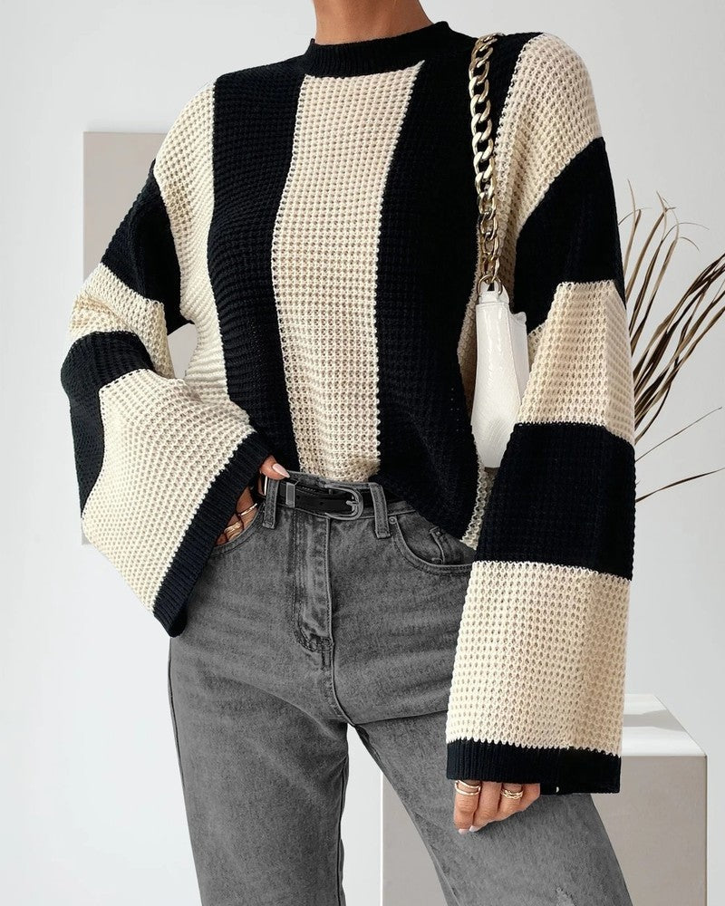 Vesper Waffle Knit Stripe Sweater