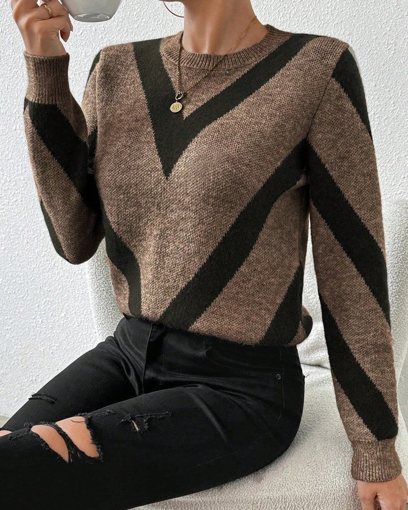 Vestra Chevron Knit Crewneck Sweater