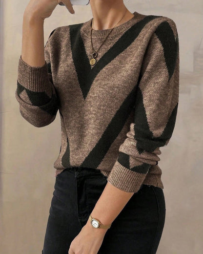 Vestra Chevron Knit Crewneck Sweater