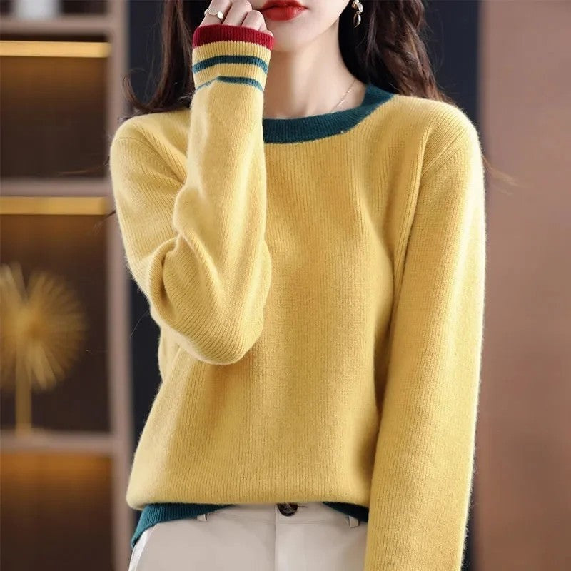 Vivian Women's Relaxed Contrast Trim Knit Sweater