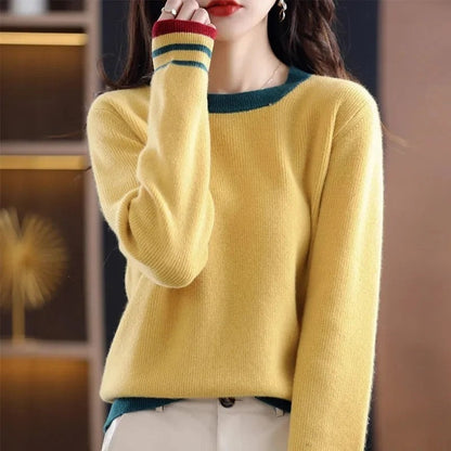 Vivian Women's Relaxed Contrast Trim Knit Sweater