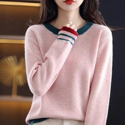 Vivian Women's Relaxed Contrast Trim Knit Sweater