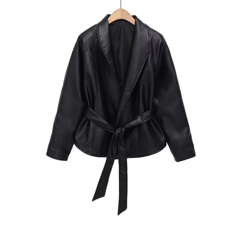 Wesley Belted Faux Leather Jacket