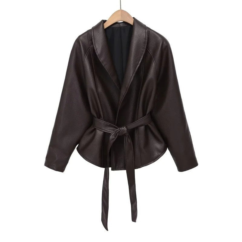 Wesley Belted Faux Leather Jacket