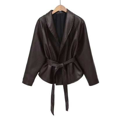 Wesley Belted Faux Leather Jacket